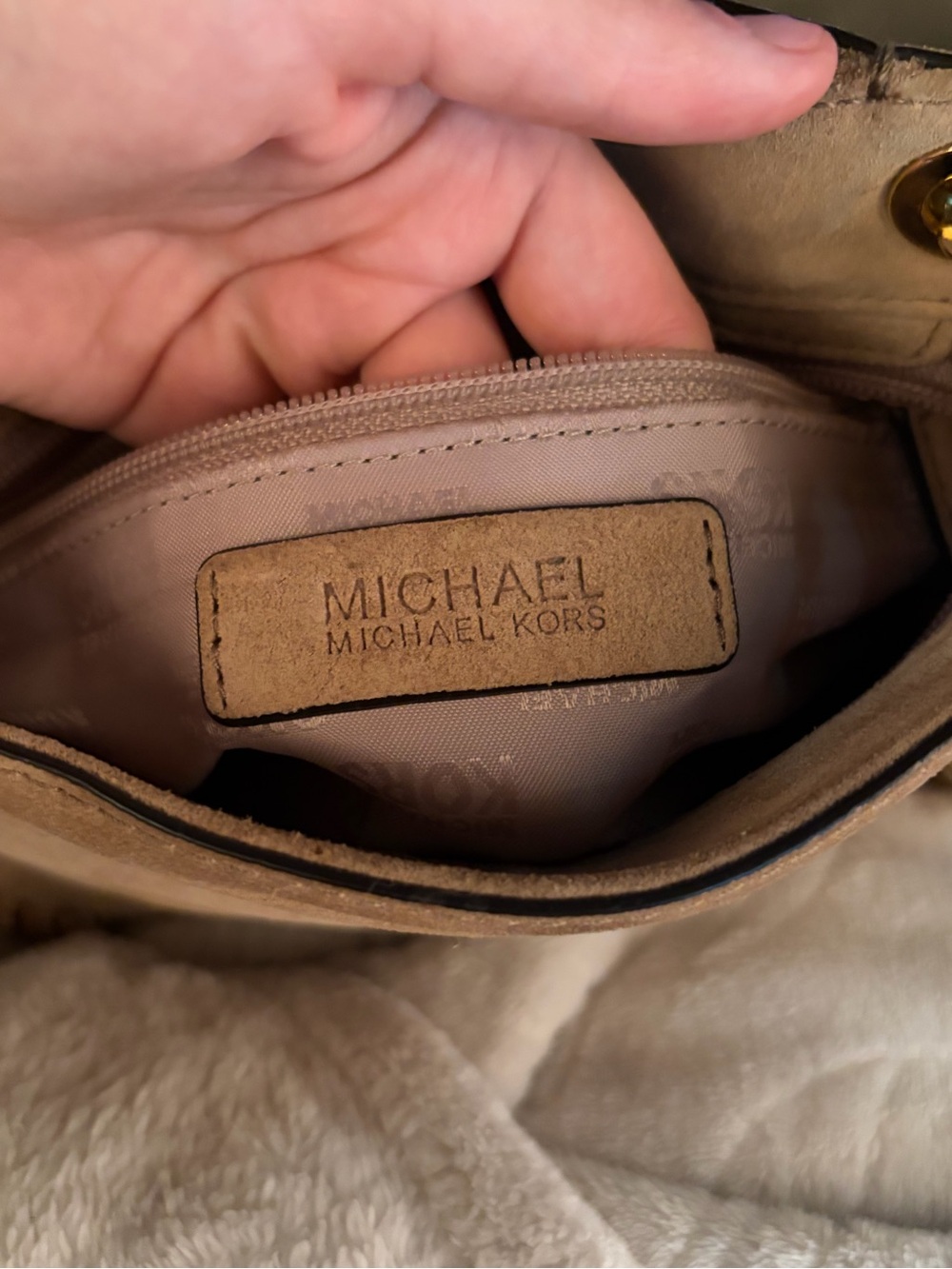 MICHAEL Michael Kors Taupe Suede Mini Crossbody